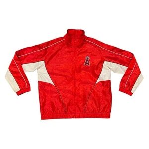 Vintage 90s Anaheim Angels Windbreaker Jacket Red‎ White MLB XL